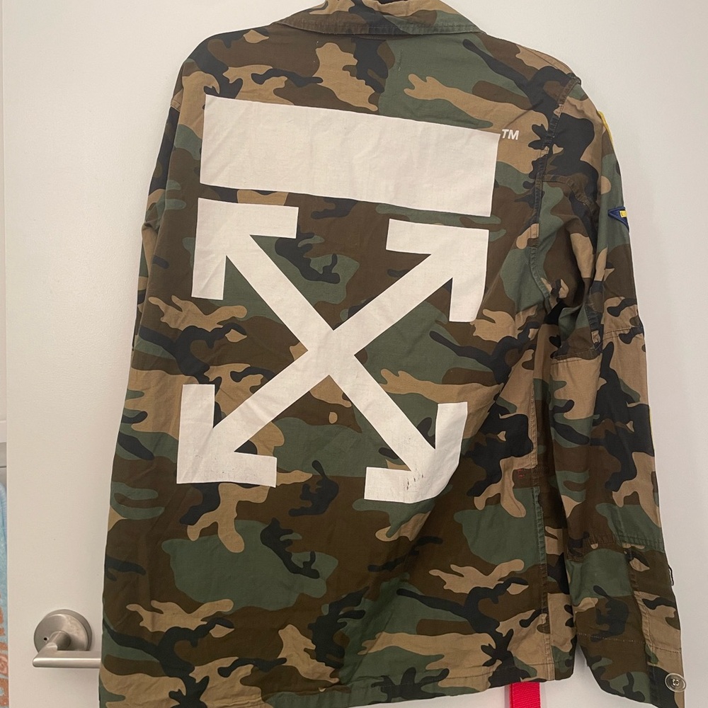 Virgil Abloh Off-White Green and White Military Field Army Jacket Camo Print - Picture 7 of 11